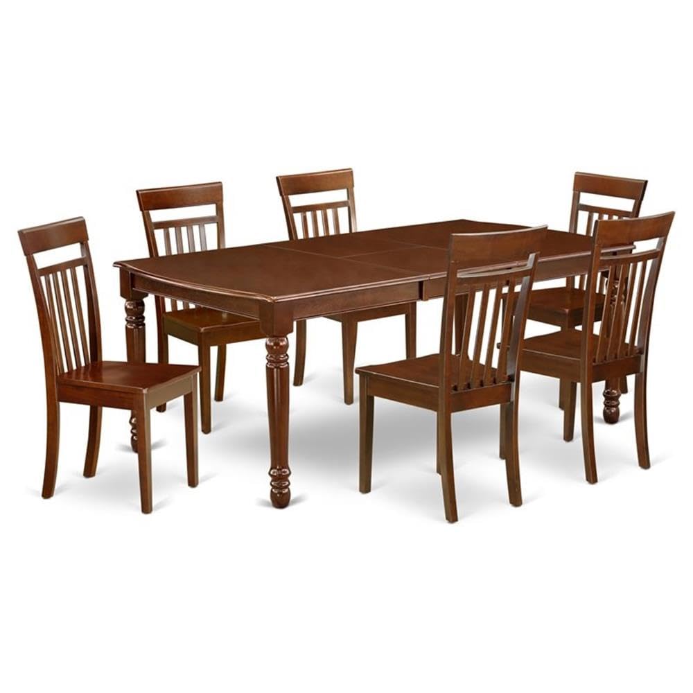 East West Furniture Doca7-Mah-W 7 Piece Dining Table Set Consist Of A Rectangle Dinner Table With Butterfly Leaf And 6 Dining Room Chairs, 42X78 Inch, Mahogany