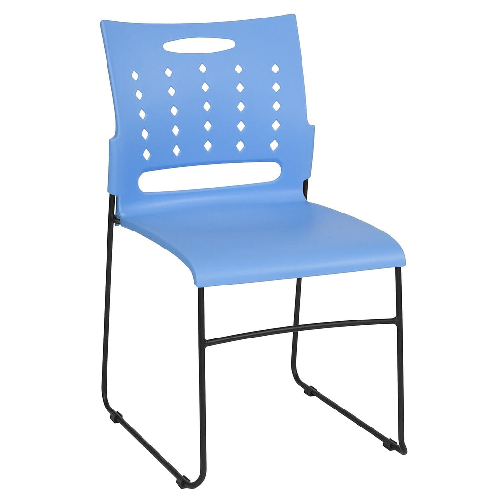 Flash Furniture Hercules Series 881 Lb. Capacity Blue Sled Base Stack Chair With Air-Vent Back