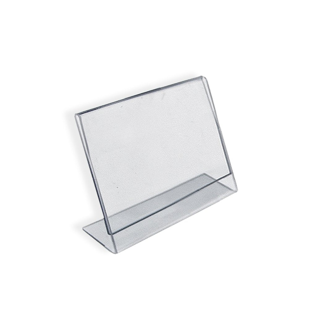Azar Displays 112742 Horizontal Slanted, L-Shape 3-Inch Width By 2-Inch Height Acrylic Sign Holder, 10-Pack, Clear