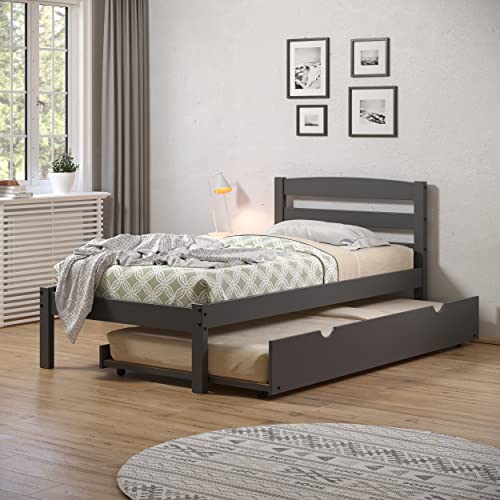 Donco Kids Twin Econo Bed with Trundle Bed Dark Grey Finish