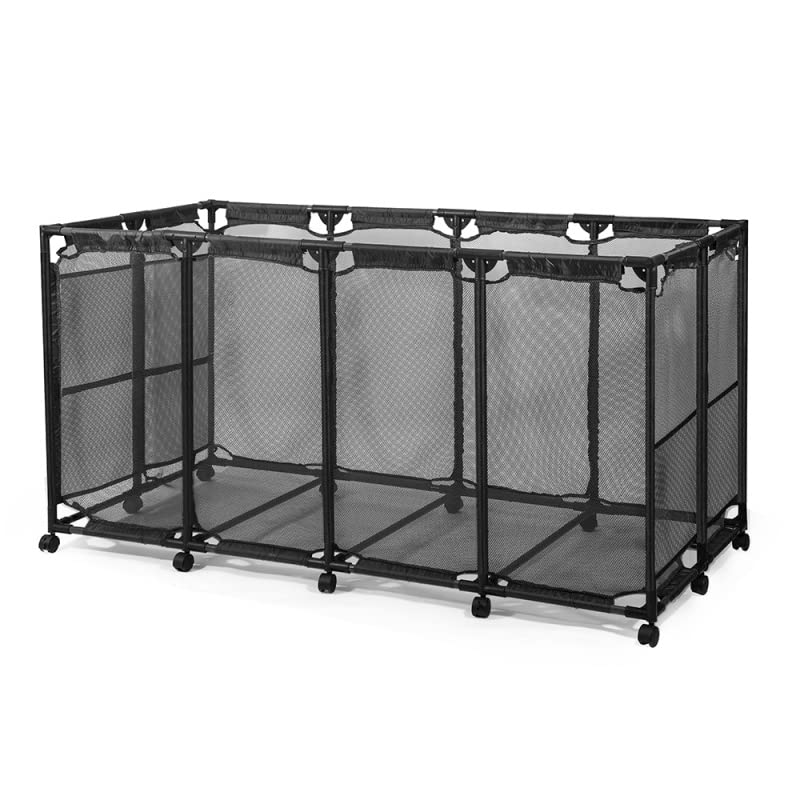 Cosaving Pool Storage Bins Containers Rolling Pool Storage Cart Organizer With Nylon Mesh Basket Large Capacity With Iron Tube 6