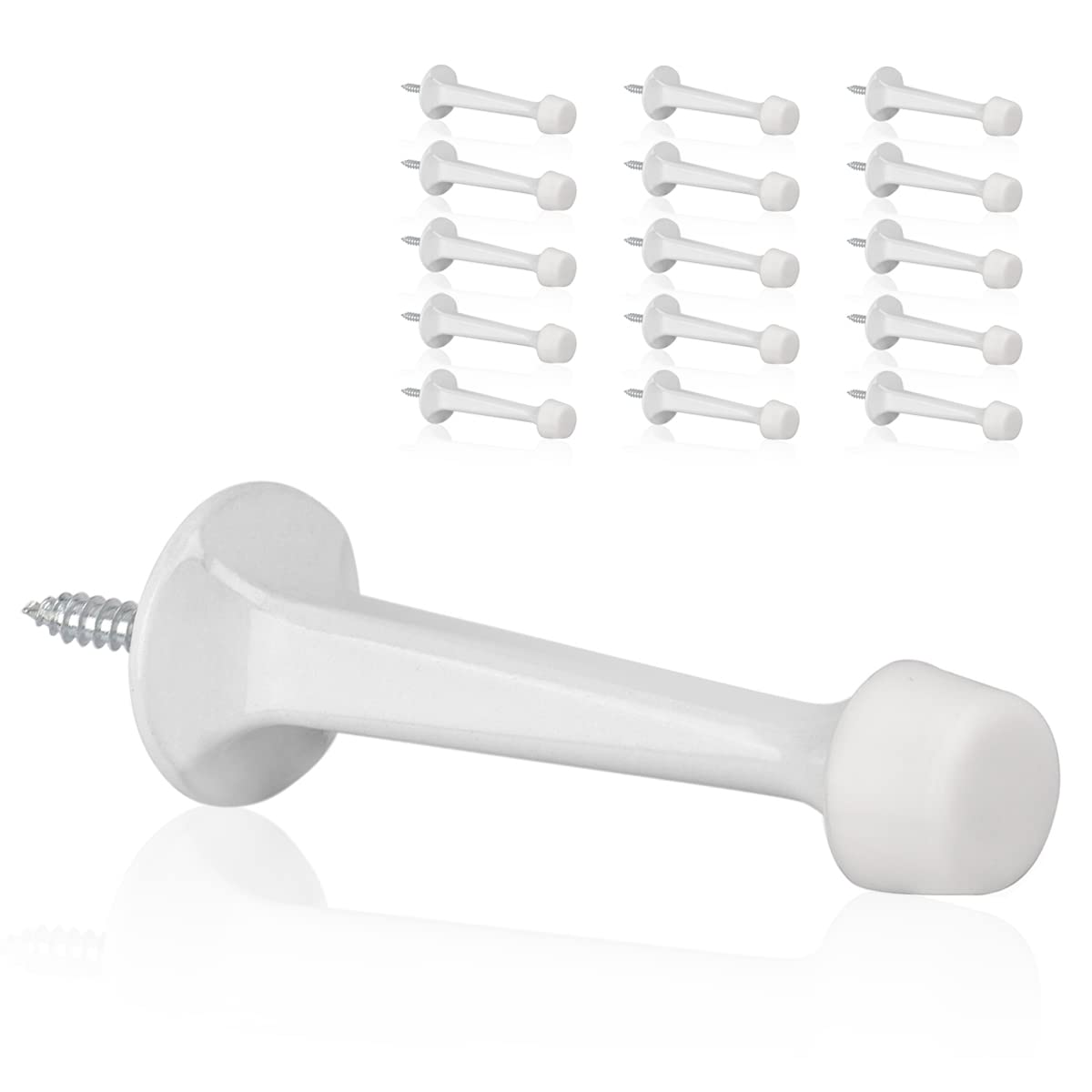 Kovosch 16 Pack Solid Rigid Door Stops - Heavy Duty Door Stoppers Wall Protector With Soft Rubber Tips, White
