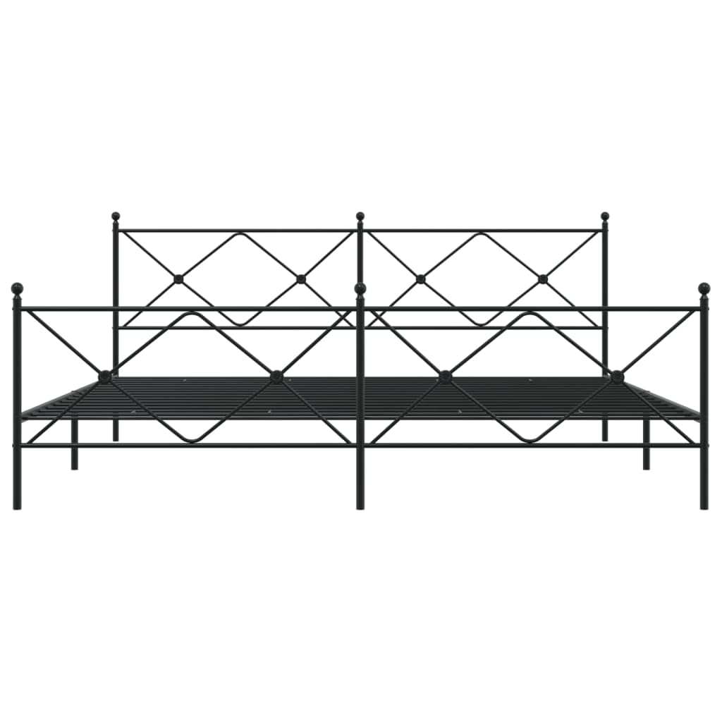vidaXL King-Size Metal Bed Frame with Headboard/Footboard - Black, 81.5x78x35.6, Steel Construction, Extra Underbed Storage