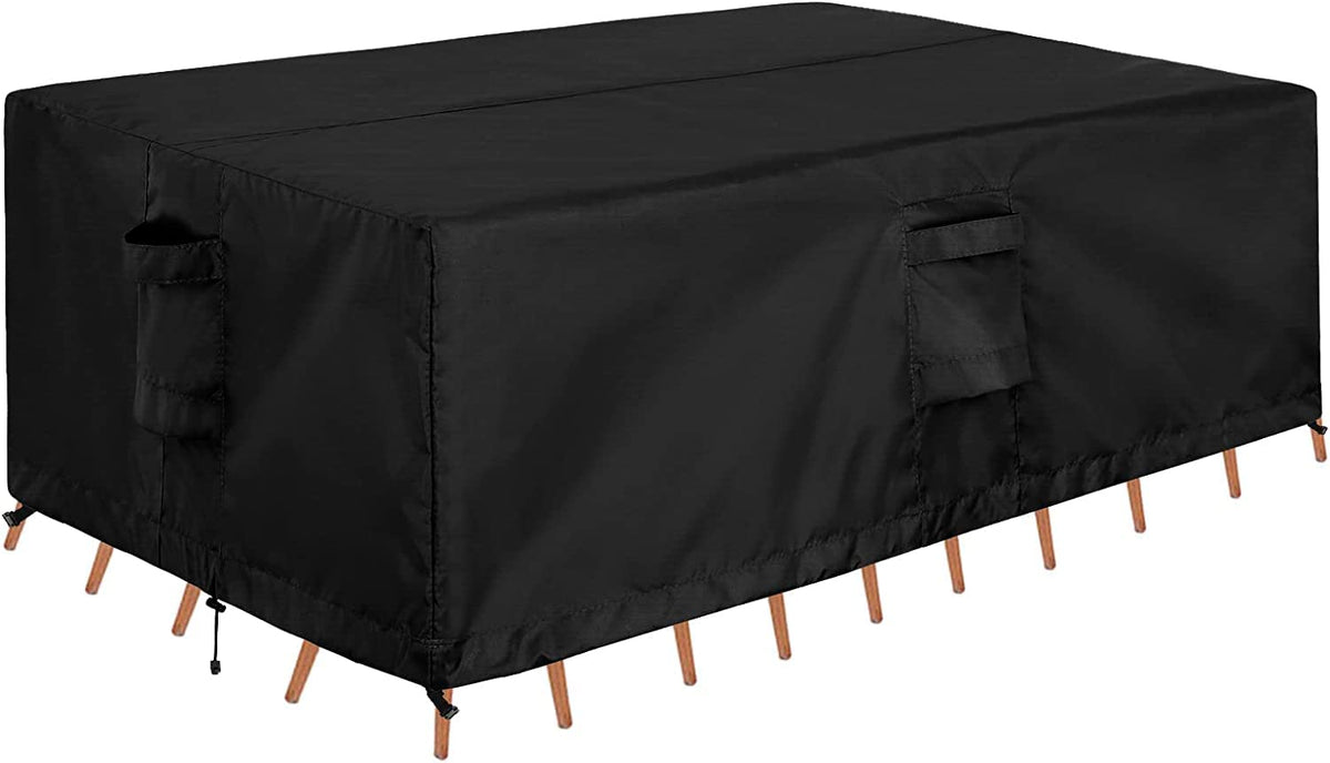 Outdoorlines Outdoor Waterproof Patio Table Furniture Set Covers - Rectangle Couch Sectional Cover Outside Weatherproof Patio Furniture Covering For Deck, Lawn And Backyard 126'L X 63'W X 28'H, Black