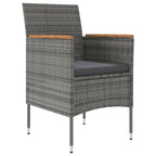 vidaXL 7 Piece Patio Dining Set - Gray & Black Garden Chairs, Table with Cushions, Steel Frame, PE Rattan, Glass Top, Outdoor Furniture