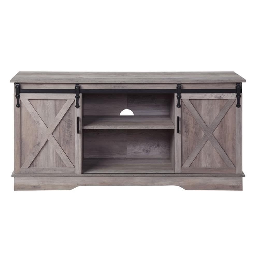 Acme Bennet 2-Door Wooden TV Stand with Shelf in Gray