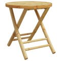 vidaXL Folding Patio Table - Round Bamboo Garden Table - Outdoor Furniture with Foldable Design - Slat Design Ø17.7"x17.7"