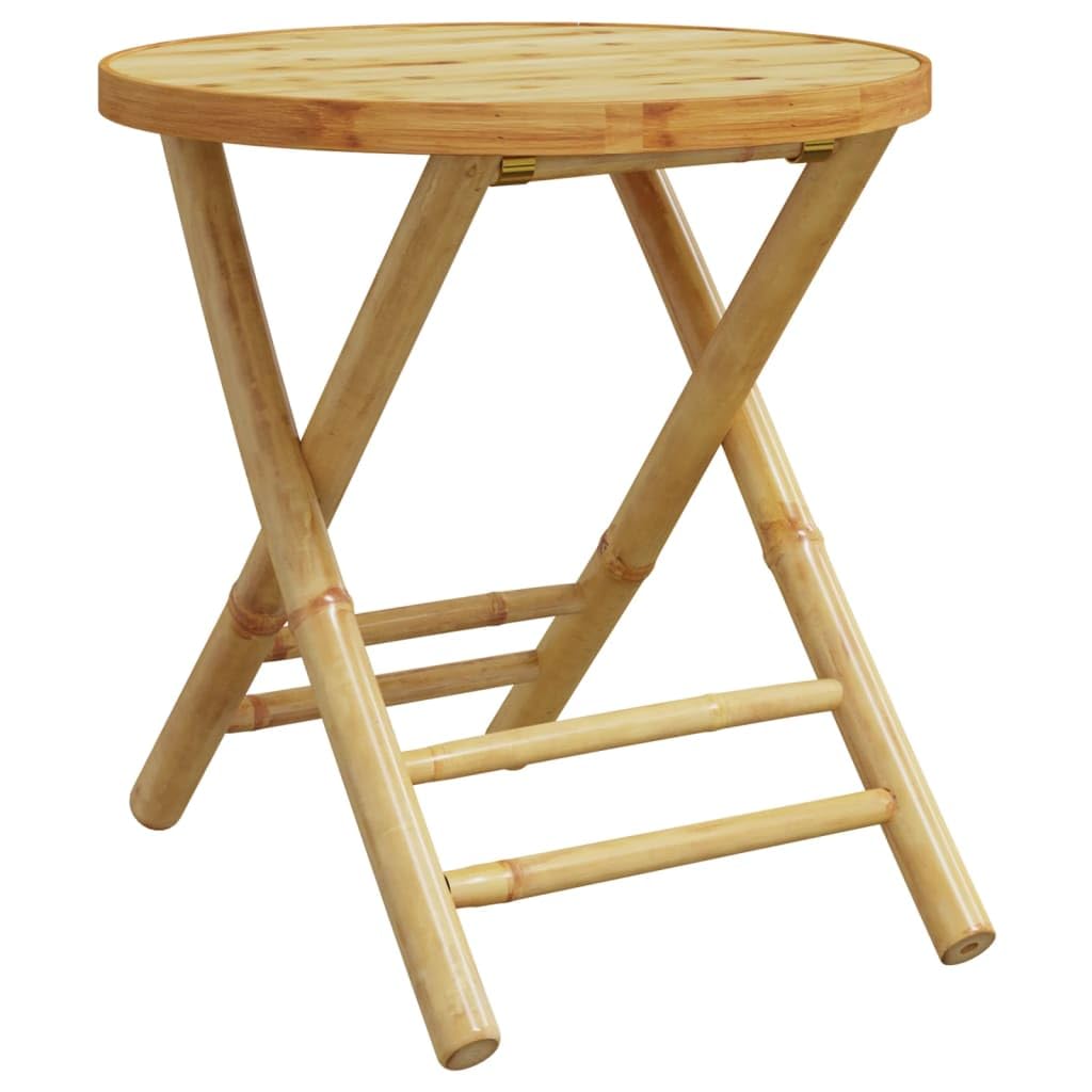 vidaXL Folding Patio Table - Round Bamboo Garden Table - Outdoor Furniture with Foldable Design - Slat Design Ø17.7"x17.7"