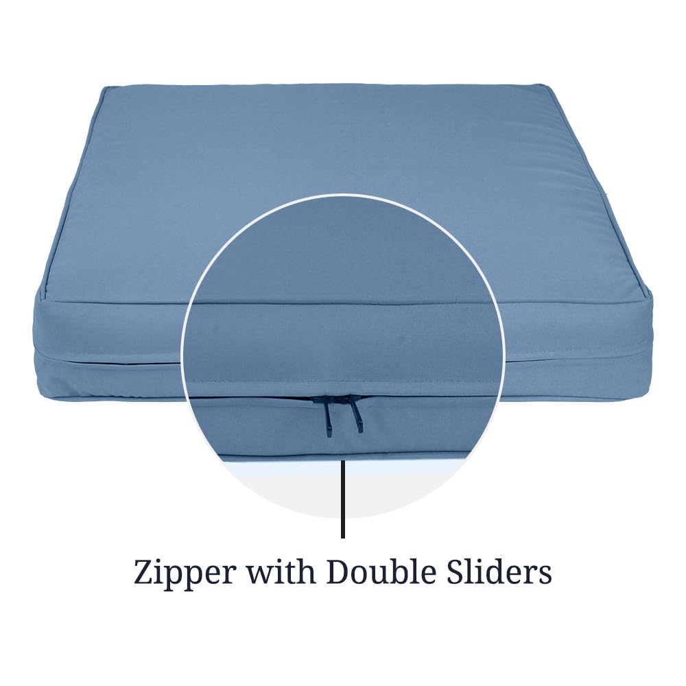 Covers & All Square Patio Cushion Covers For Outdoor Furniture, Water, Tear & Uv Resistant Pu Coated Polyester Cover With Double Zippers (Pack Of 2) (28' L X 28' W X 4' Thick, Sky Blue)