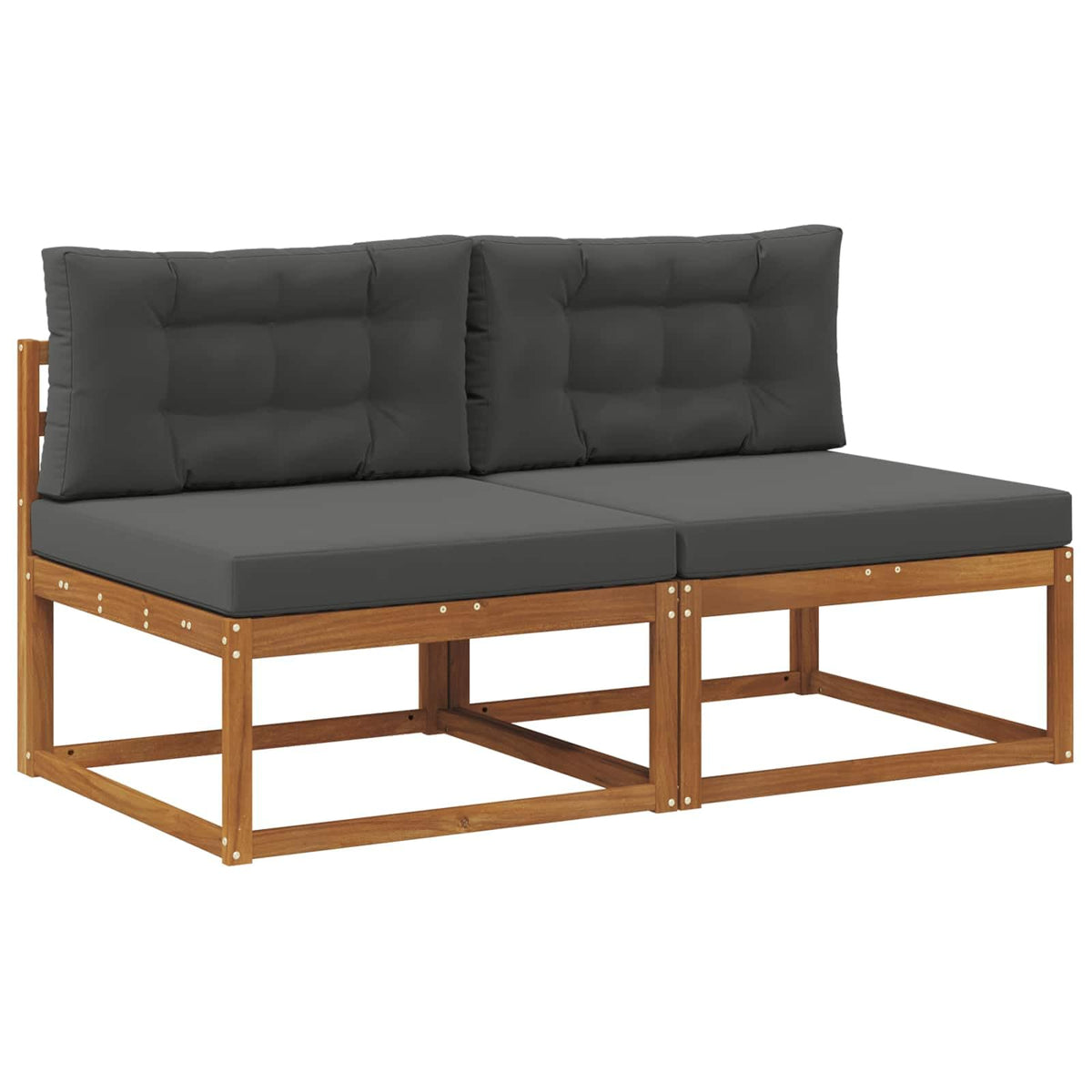 vidaXL Outdoor Middle Sofa with Cushion 2 Piece Natural