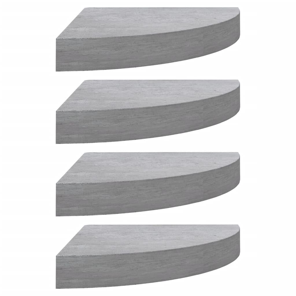 vidaXL Wall Corner Shelves 4 pcs Concrete Gray 9.8&quot;x9.8&quot;x1.4&quot; MDF