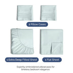 Extra Deep Pocket Full Sheets - 4 Piece Breathable & Cooling Bed Sheets - Hotel Luxury Bed Sheet Set - Soft, Wrinkle Free & Comfy - Easily Fits Extra Deep Mattresses - Deep Pocket Ice Blue Sheets Set