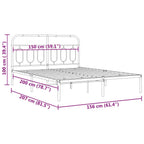 vidaXL Metal Bed Frame with Headboard - Black Double Bed | Vinyl slats & Legs | Extra Storage 81.5"x61.4"x39.4"