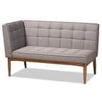 Baxton Studio Sanford Mid-Century Modern Grey Fabric Upholstered and Walnut Brown Finished Wood 3-Piece Dining Nook Set