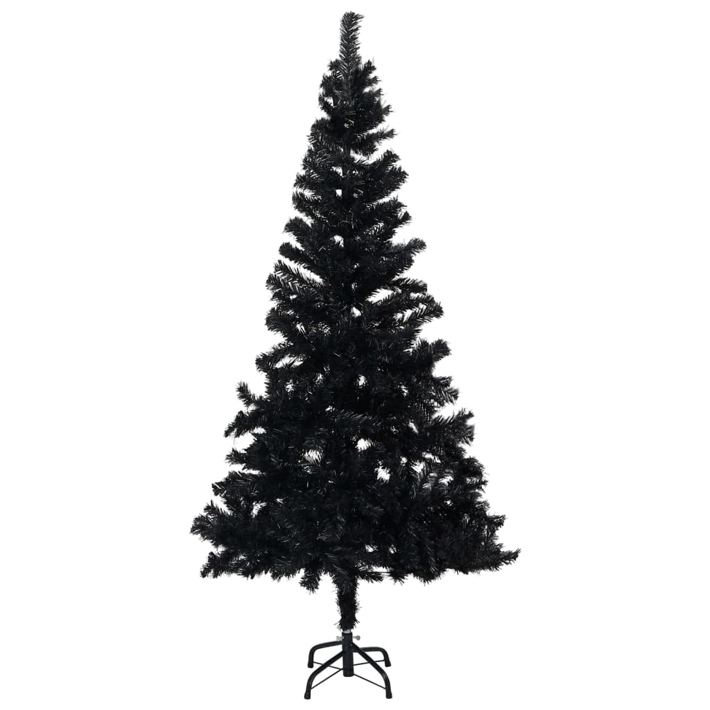 Vidaxl Artificial Christmas Tree With Leds And Ball Set In Black 47.2&quot; Pvc And Rose Gold Ornaments - Easy Assembly, Economical Holiday Decor
