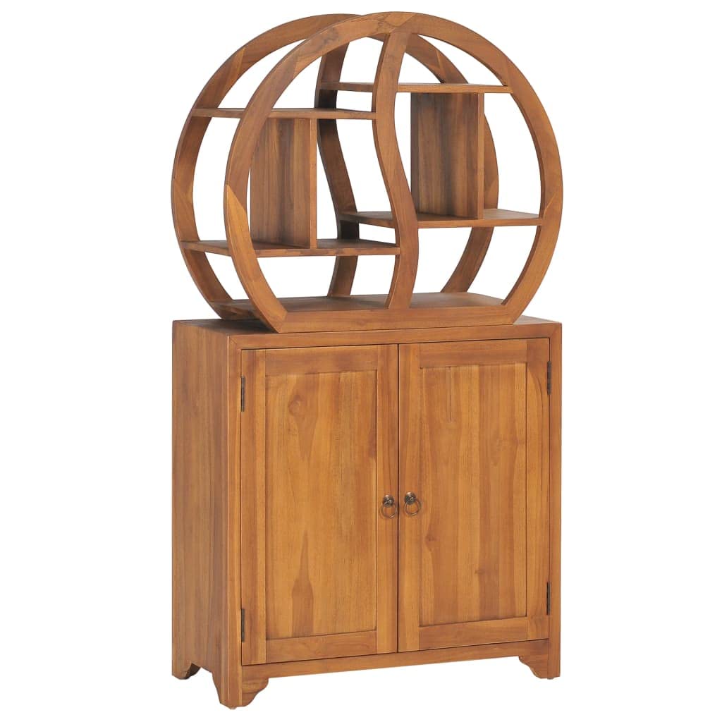 vidaXL Solid Teak Wood Cabinet with Yin Yang Shelf Design - Thumbnail 2