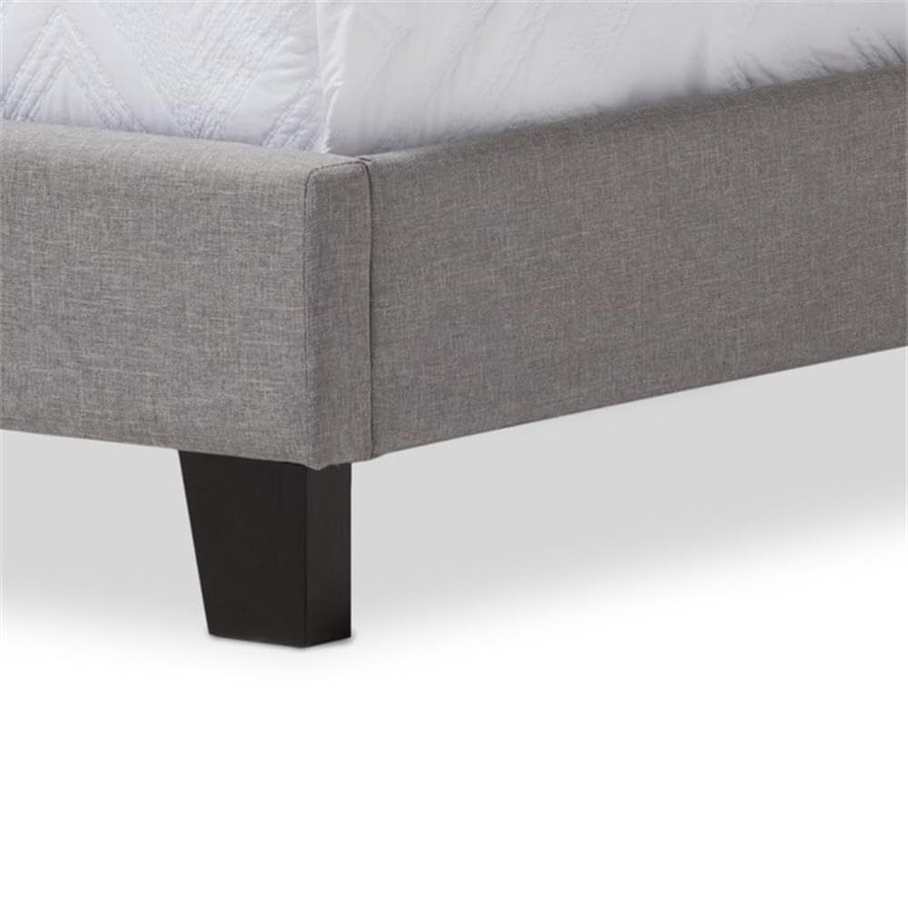 Baxton Studio Benjamin Modern and Contemporary Upholstered Arched Platform Bed with Nail Heads Grey