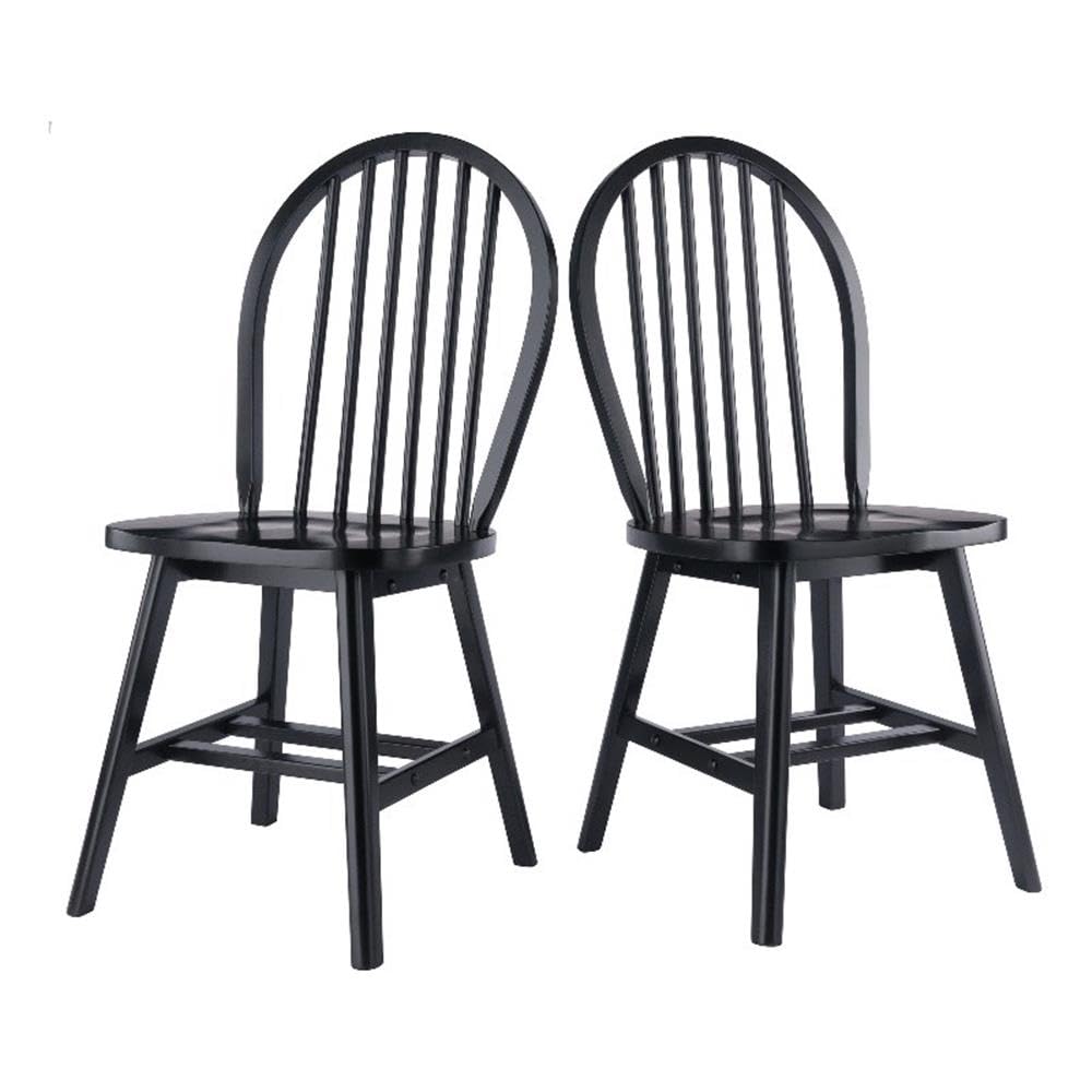 Winsome Windsor 2-Piece Chair Set, Solid Wood, Black Finish