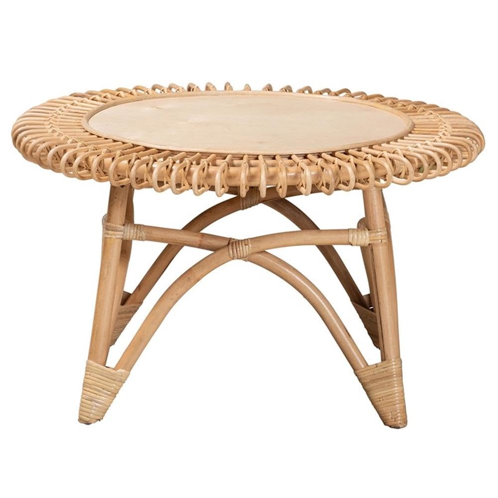bali & pari Elani Modern Bohemian Natural Rattan Coffee Table