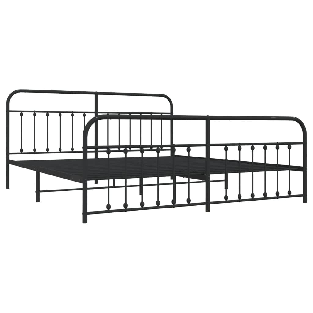 vidaXL 12 Inch King Metal Bed Frame with Headboard & Footboard, No Box Spring Needed, Noise Free Platform Bed Frame with Steel Slats, Easy Assembly, Under Bed Storage, Minimalist, Black