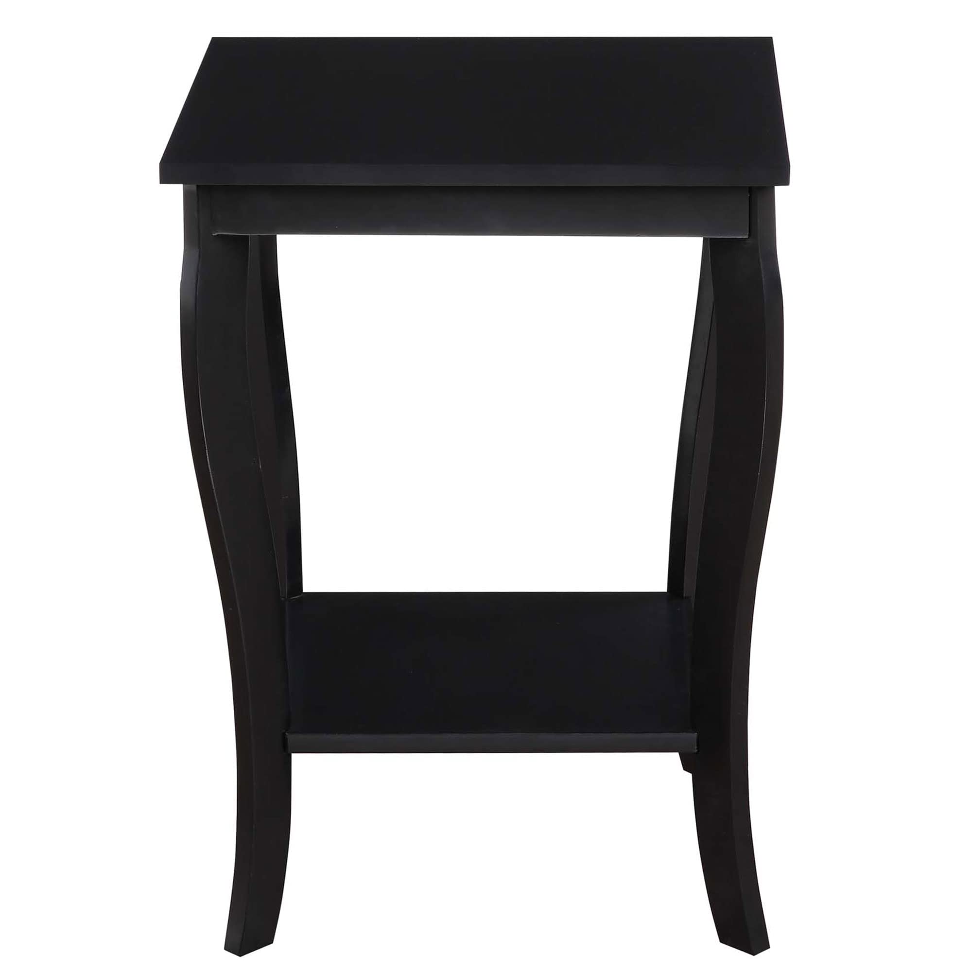 Convenience Concepts American Heritage Square End Table with Shelf, Black