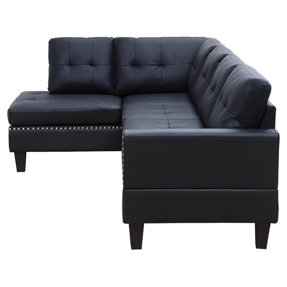 Acme Jeimmur 2-Piece Faux Leather Sectional Sofa with Nailhead Trim in Black