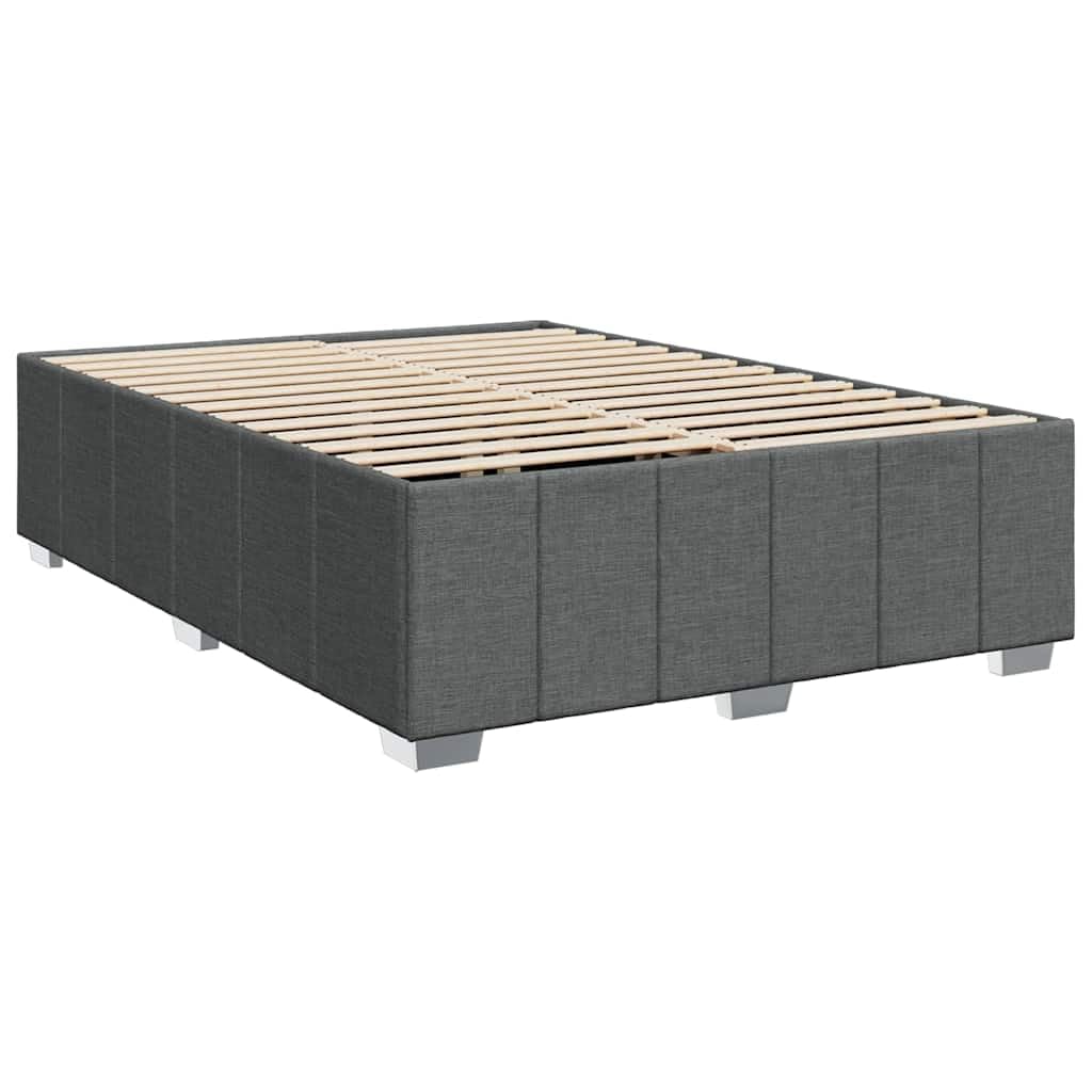 vidaXL Dark Gray Queen Upholstered Bed Frame - Stylish Slatted Mattress Base with Pine Wood Support