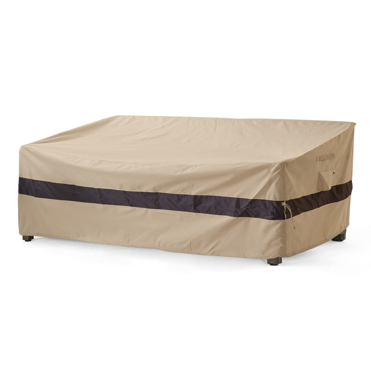 Wj-X3 3-Seater Patio Sofa Cover Waterproof, Heavy Duty Lawn Couch Cover Uv Resistant, Porch Furniture Sets Cover Anti-Fading, High Wind Resistant, 93W X 42D X 42H Inches, Beige & Coffee