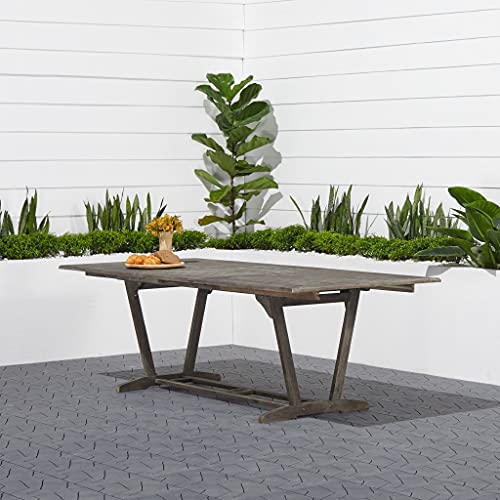 HomeRoots Vista Grey Acacia Distressed Grey Extendable Dining Table