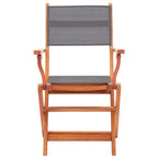 vidaXL 6X Solid Eucalyptus Wood Folding Patio Chairs Garden Outdoor Wooden Lounge Armchair Seating Seat Furniture Set Gray Textilene