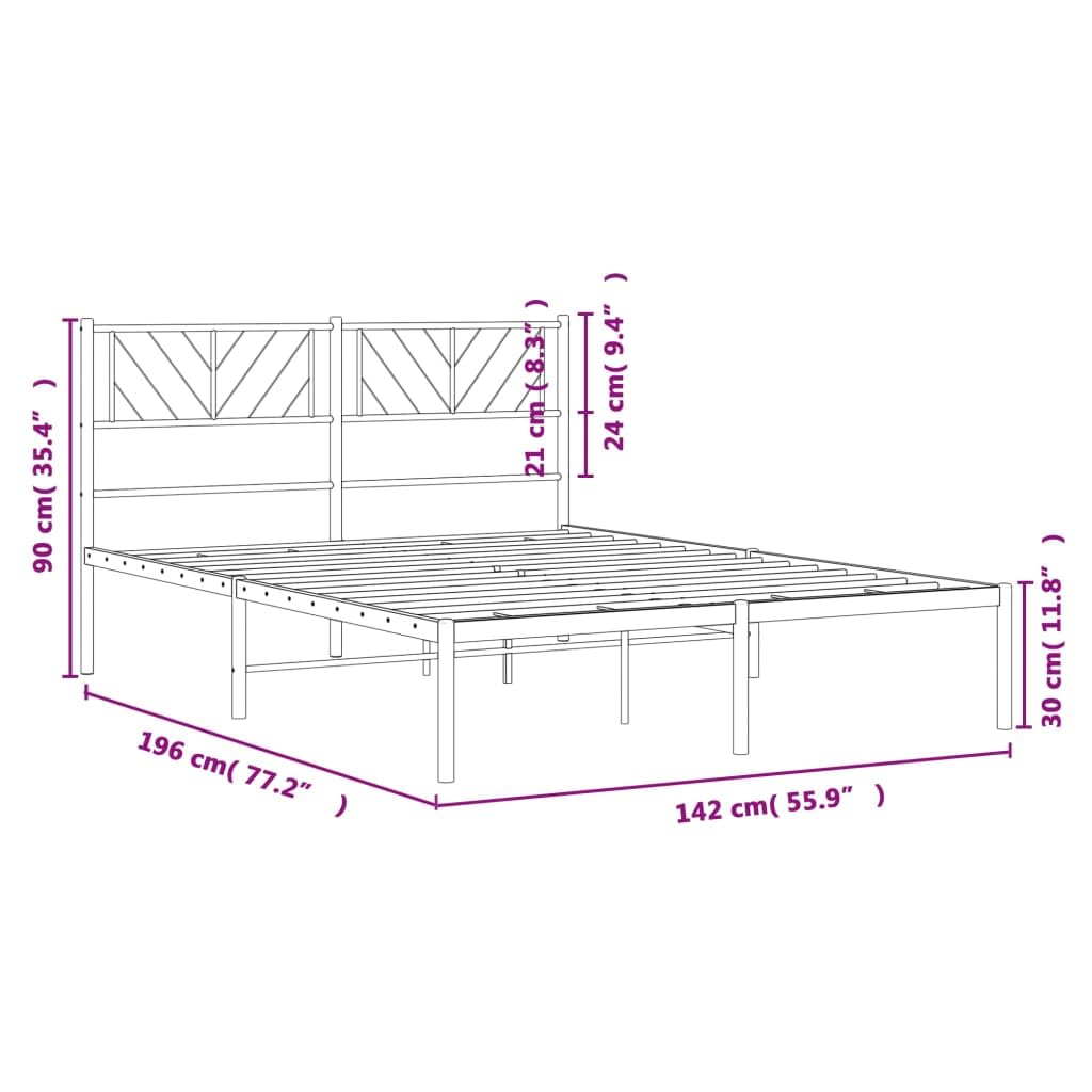 vidaXL Stylish Black Metal Bed Frame - Robust Design with Headboard, Under-Bed Storage and Metallic Slat Support