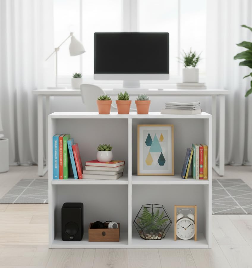 Ankit Crafts Wooden Storage Unit Cube Strong Bookcase Shelving Home Office 2 * 2 Tier