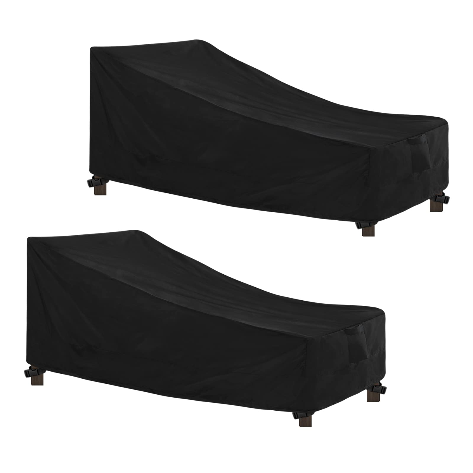 Easy-Going Waterproof Patio Lounge Chair Cover Uv Resistant Outdoor Chaise Lounge Covers With Tape Sealed Seam(2 Pack-78Wx35.5Dx33H Inch, Black)