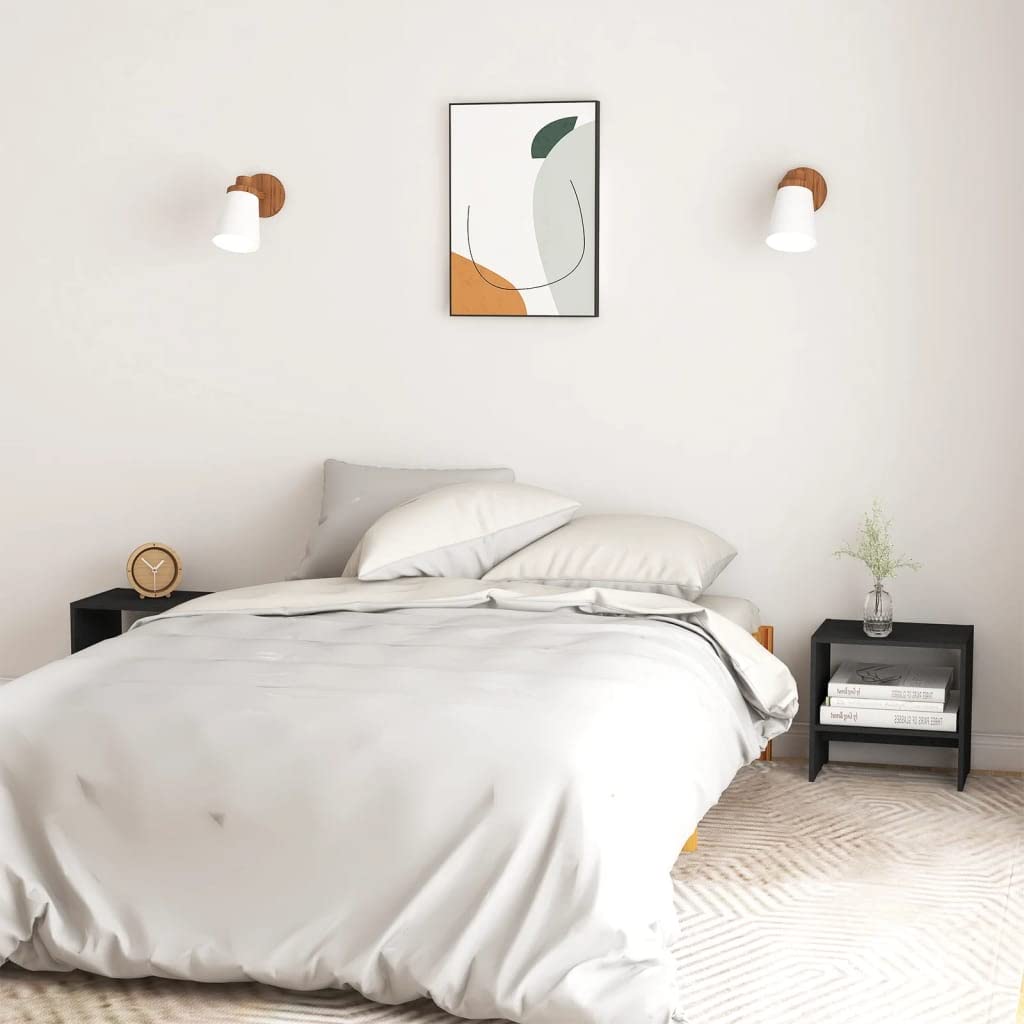 vidaXL Bedside Cabinets 2 pcs Black 15.7&quot;x11.8&quot;x15.7&quot; Solid Pinewood