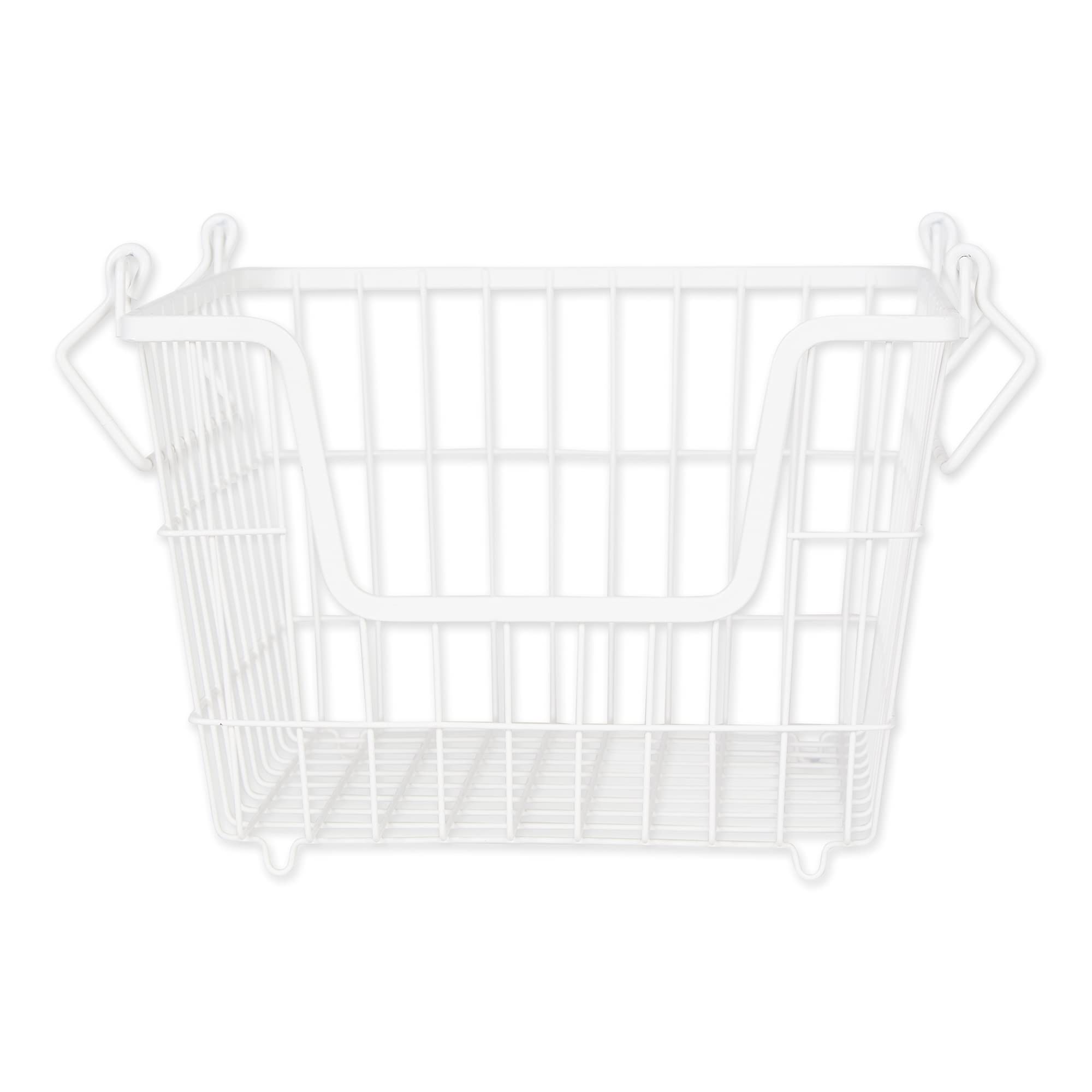 DII Metal Wire Mesh Stackable Utility Storage Bin, Medium, 11x11x8, White