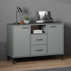 vidaXL Oslo Solid Pine Wood Sideboard in Grey with Metal Legs: Industrial Style, Ample Storage Space, Sturdy Construction