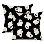 DFXSZ Halloween Pillow Covers 18x18 inch Set of 2 Happy Halloween White Ghost Decor Black Pillow Covers Happy Halloween Sofa Bed