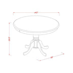 East West Furniture HLAV3-BMK-W 3 Piece Modern Dining Table Set Contains a Round Wooden Table with Pedestal and 2 Kitchen Dining Chairs, 42x42 Inch, Buttermilk & Cherry