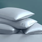 Ersmak 7 Pieces Satin Sheets Set Queen Size, Luxury Silky Light Blue Satin Bed Sheets Set With 1 Deep Pocket Fitted Sheet, 1 Sof