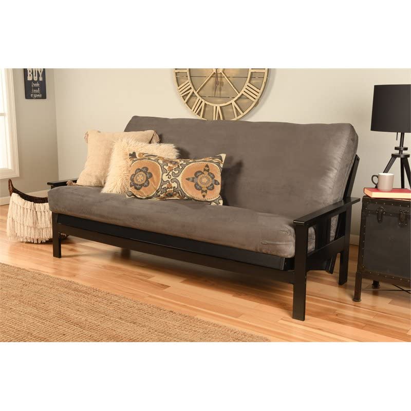 Kodiak Furniture Monterey Black Sofa with Suede Gray Fabric Mattress