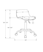 Monarch Specialties I 7465 Office Chair, Adjustable Height, Swivel, Ergonomic, Computer Desk, Work, Juvenile, Metal, Pu Leather Look, Grey, Contemporary, Modern