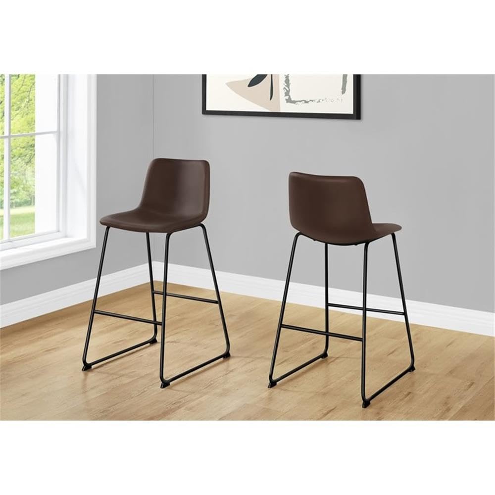 Monarch Specialties 7753, Bar Height, Computer, Work, Pu, Contemporary, Modern Office Chair Stand-Up Desk, 18' L x 22' W x 39.75' H, Brown Leather-Look/Black Metal