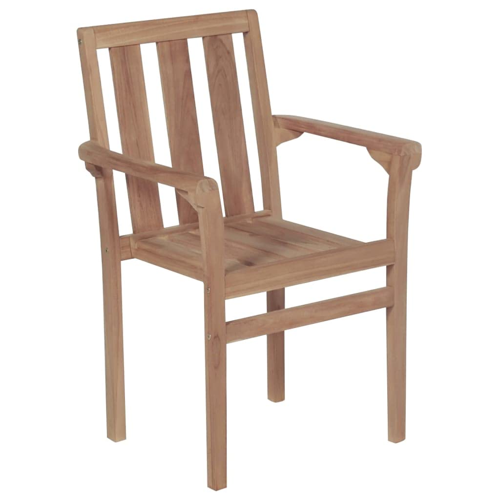vidaXL Set of 6 Stackable Patio Chairs in Teak Wood - Timeless Design for Homes, Offices, Bars, and Cafes, Durable Outdoor/Indoor Furniture, Easy Assembly, Space-Saving Design.