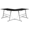 Flash Furniture Ginny L-Shaped Desk 83.5" Computer Corner Desk, Gaming Corner Desk, Home Office Corner Desk, Gaming Desk, Space Saving, Easy To Assemble, Black
