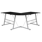 Flash Furniture Ginny L-Shaped Desk 83.5" Computer Corner Desk, Gaming Corner Desk, Home Office Corner Desk, Gaming Desk, Space Saving, Easy To Assemble, Black