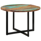 vidaXL Dining Table - 43.3" Multicolored Round Table, Handmade from Solid Reclaimed Wood, Eco-Friendly and Stable Furniture for Kitchen, Dining Room - Industrial Design