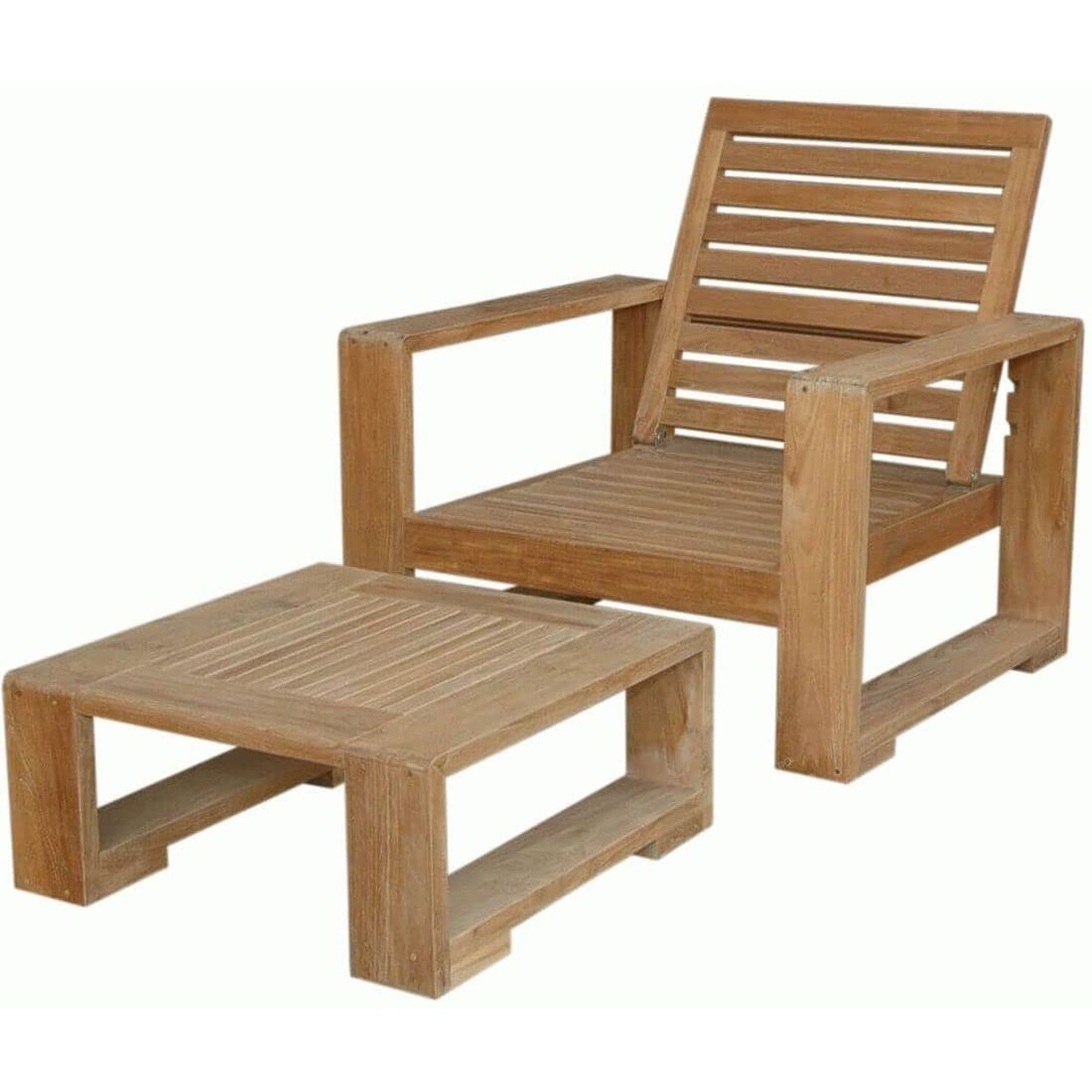 Anderson Teak Set-143 Capistrano 2-Piece Deep Seating Collection Armchair with Ottoman