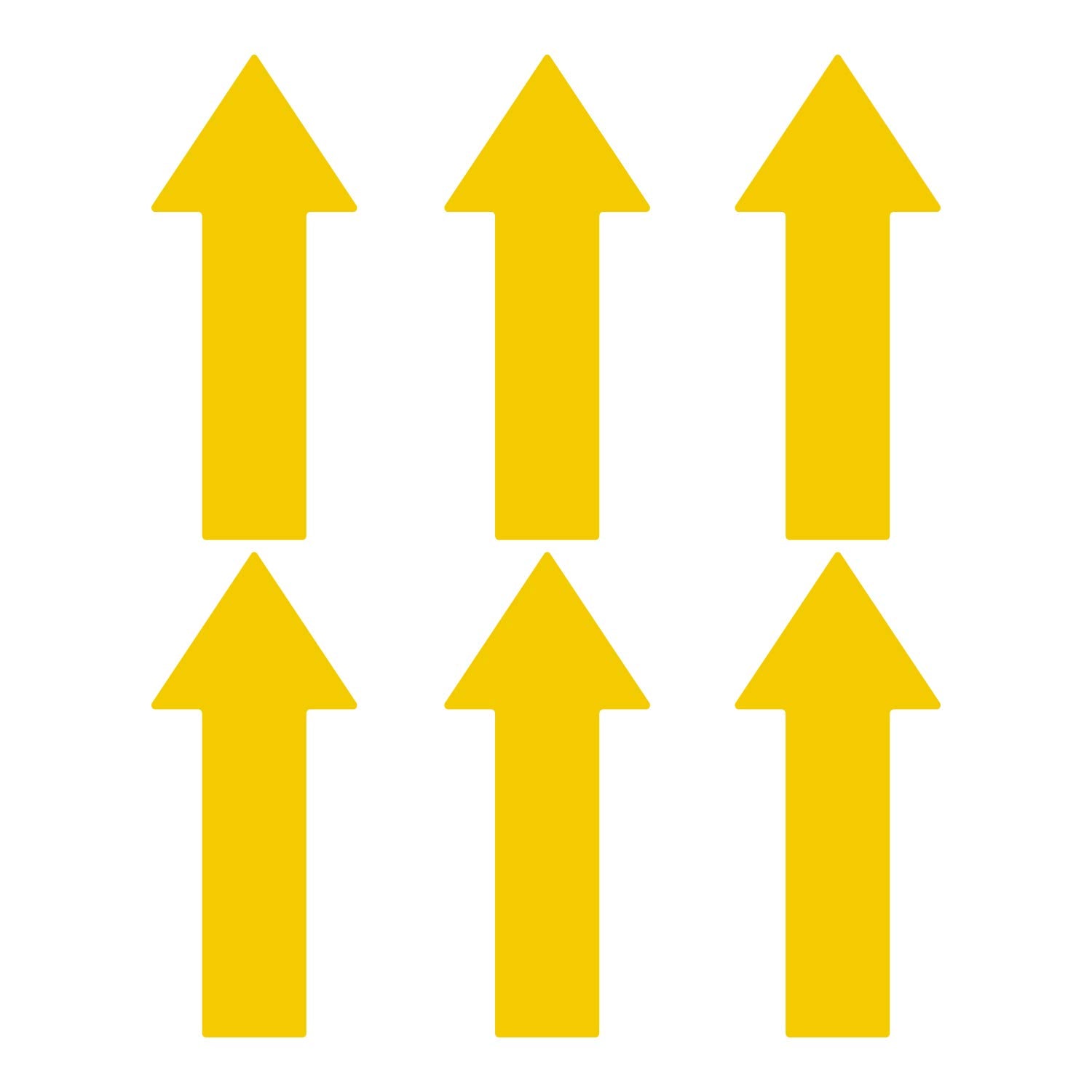 Litemark Large Arrow Stickers 651 Durable Gloss Finish Yellow Arrow Decal - Floors, Walls, Signs, (Pack Of 6 Arrows)