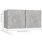 vidaXL TV Cabinet Set 4 Piece Home Living Room Furniture TV Stand HiFi Stereo Cabinet Media Unit Entertainment Center Concrete Gray Engineered Wood