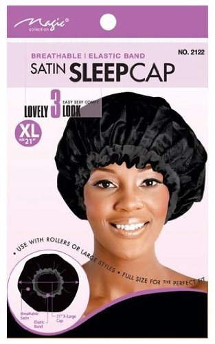 Satin Sleep Cap XL size 21 inches Black No-2122